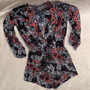 H&M Floral Long Sleeve lightweight Shorts Romper, NWOT